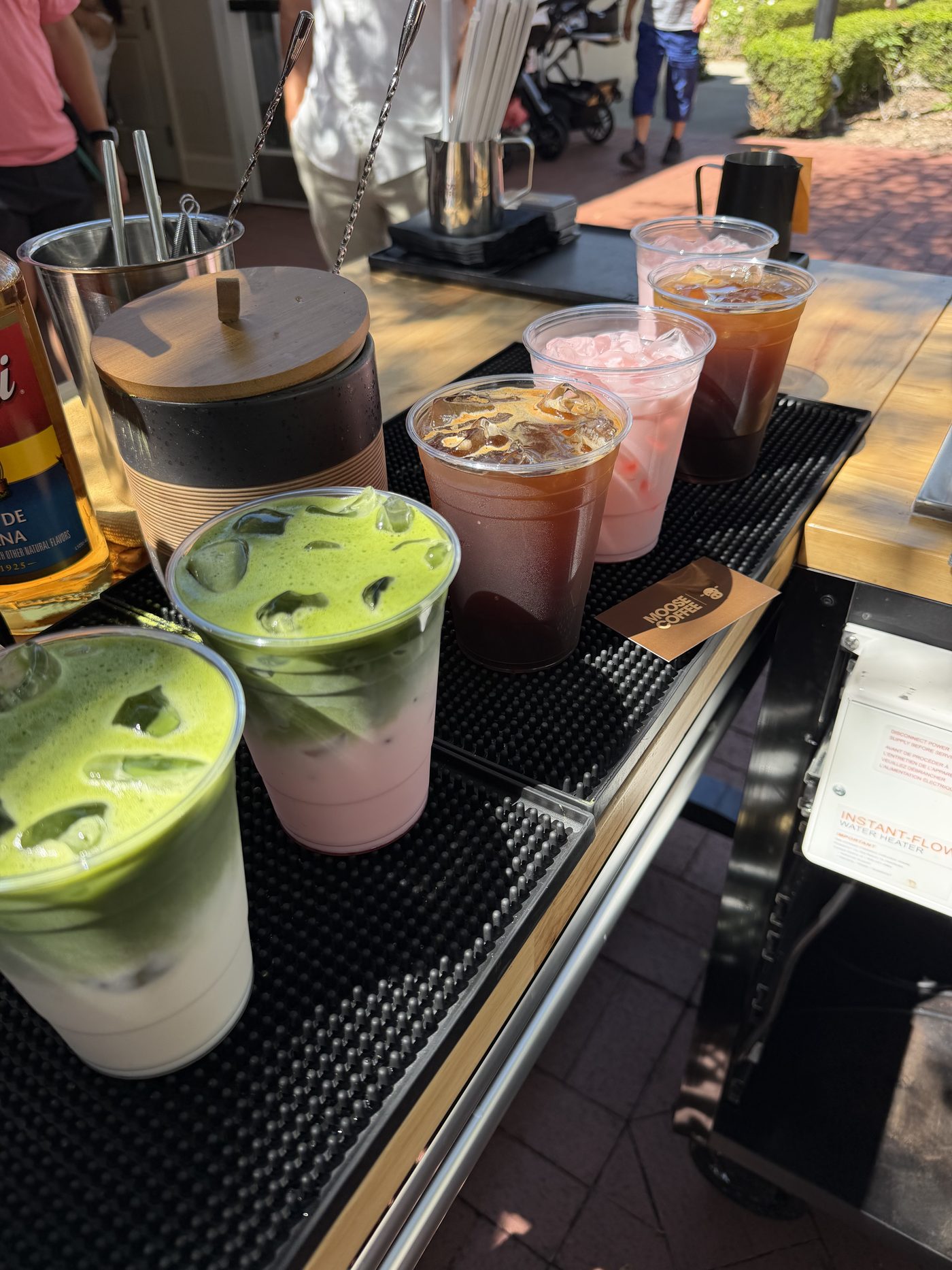 Tray of matcha and specialty drinks ready to serve